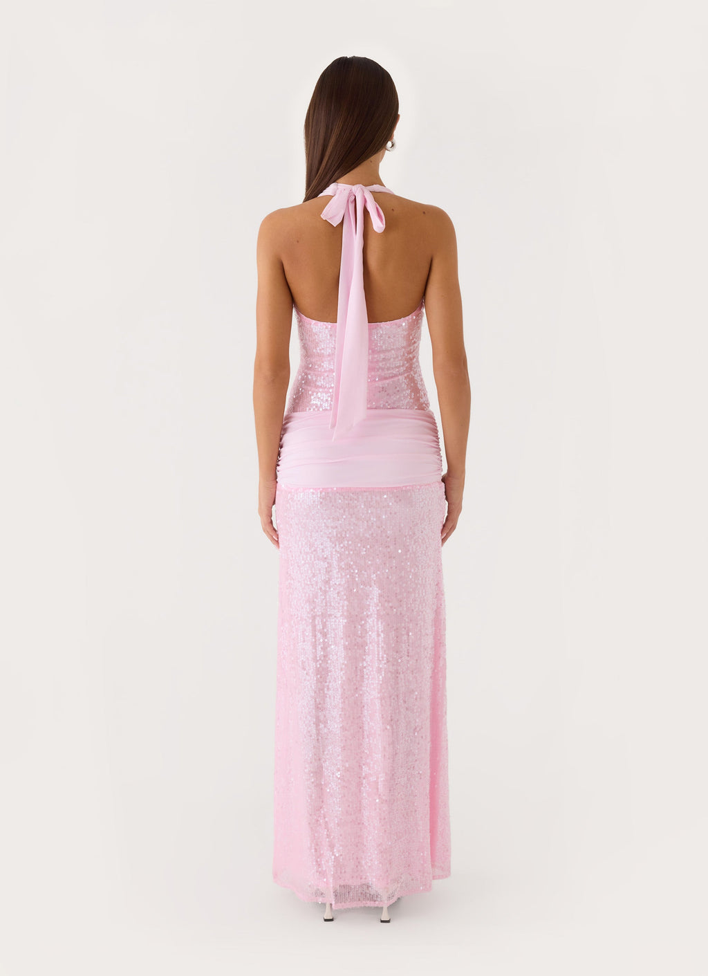 Alenya Sequin Halter Maxi Dress - Pink