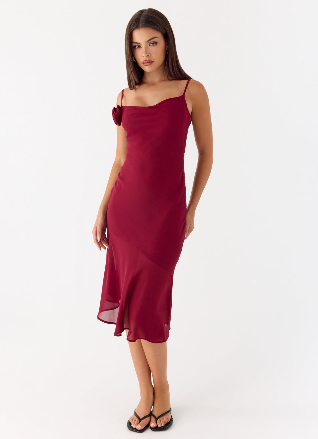Anne Midi Dress - Deep Red