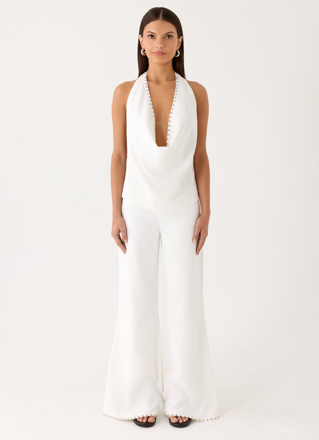 Ashika Studded Pants - White