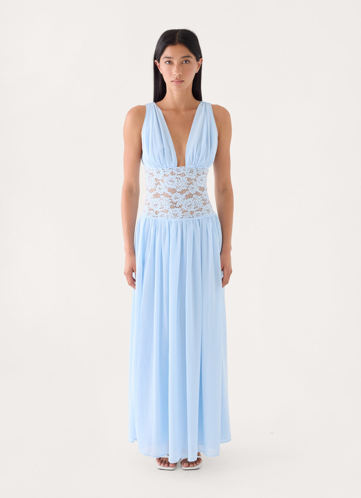 Berdine Lace Maxi Dress - Blue