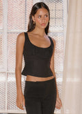 Coastline Cotton Bustier Top - Black