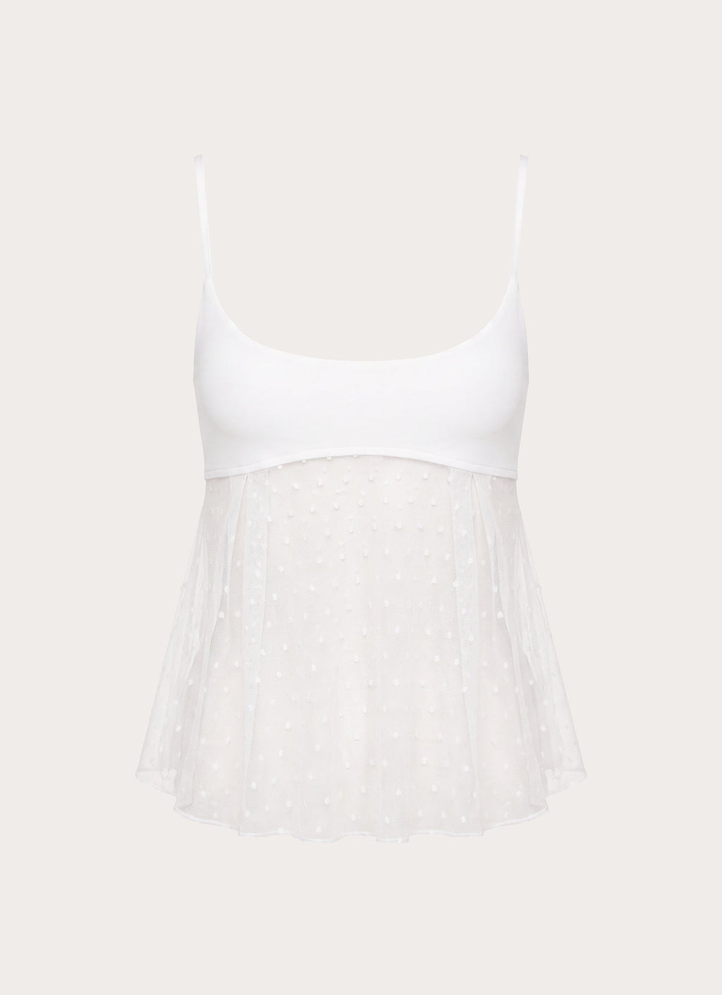 Elsie Mesh Polka Dot Top - White