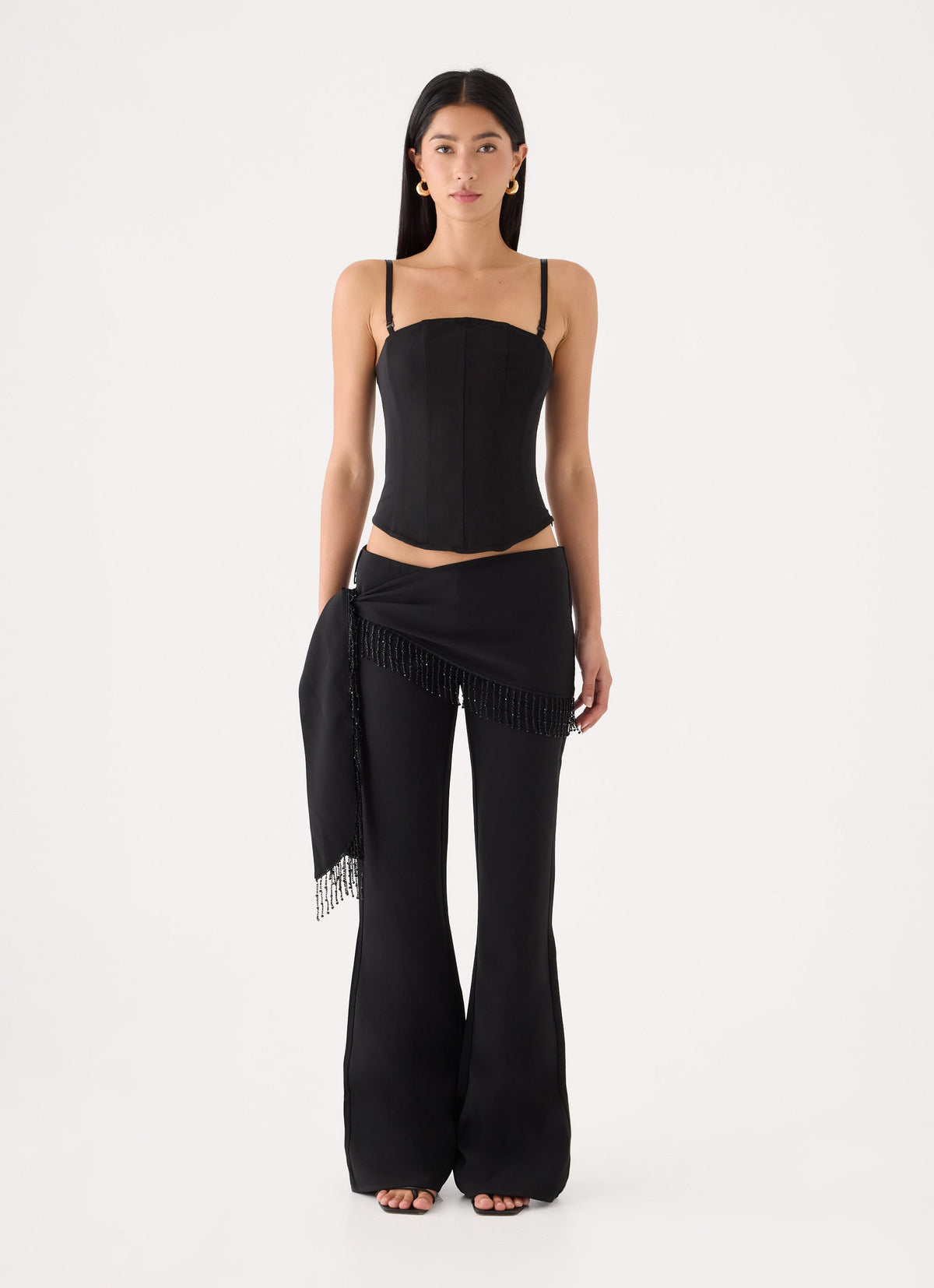 Emmaleigh Removable Strapless Mesh Corset Top - Black