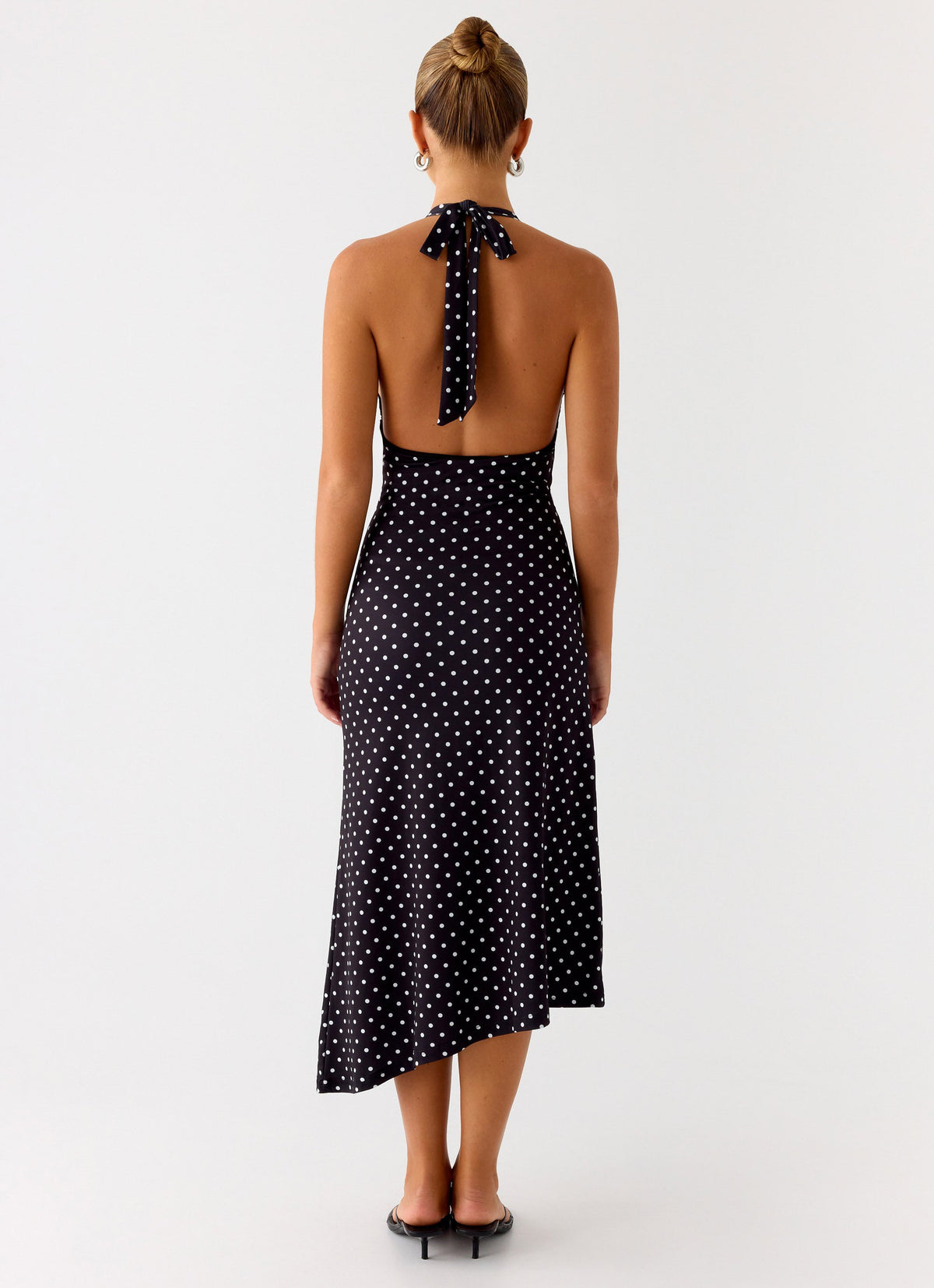 Illuminate Halter Midi Dress - Black Polkadot