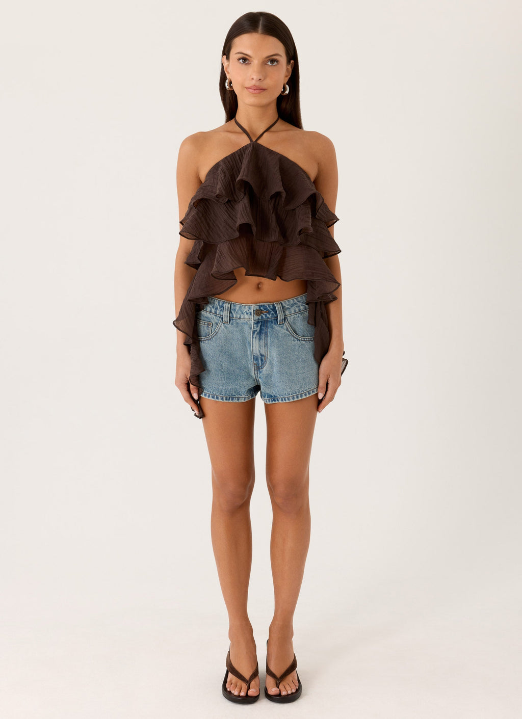 Inna Frill Halter Top - Chocolate