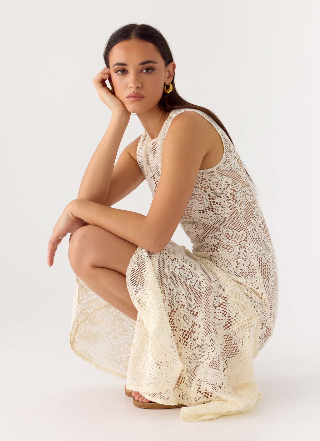Janayia Midi Dress - Ivory