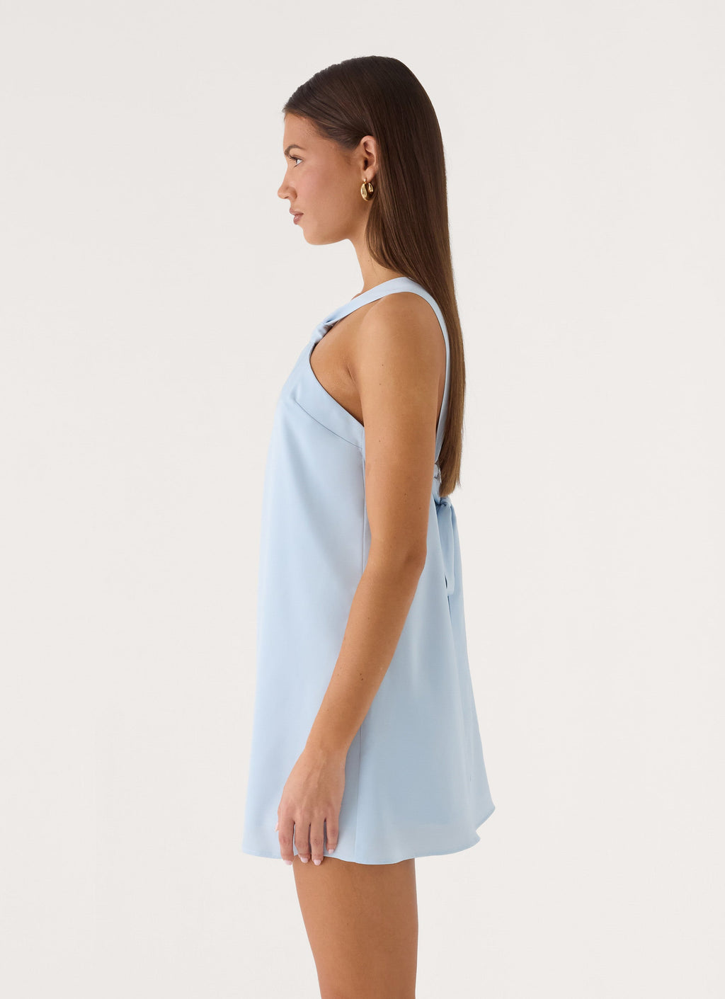 Keira Satin Mini Dress - Blue