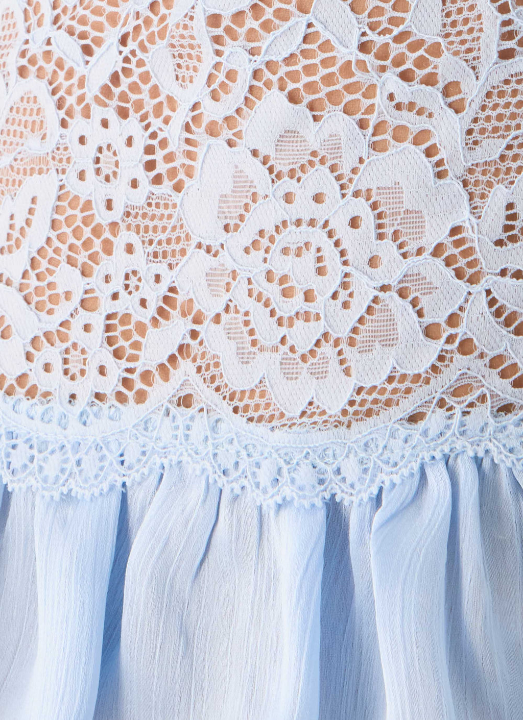 Morino Lace Button Up Top - Blue