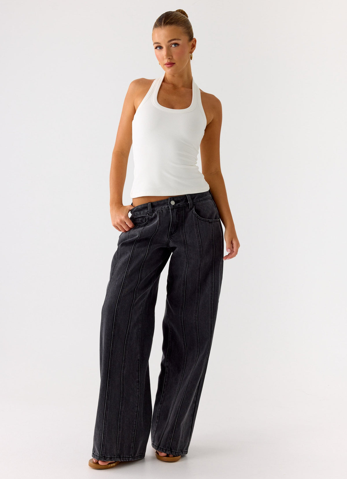 Nauton Ribbed Halter Top - White