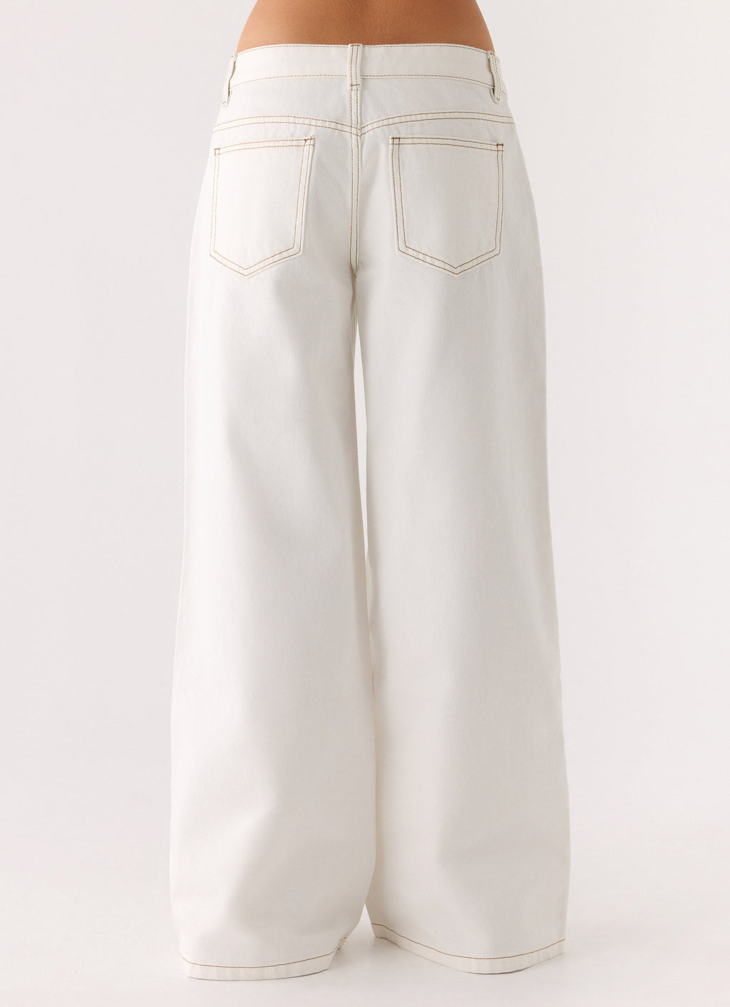 Neo Low Rise Wide Leg Denim Jeans - Ivory