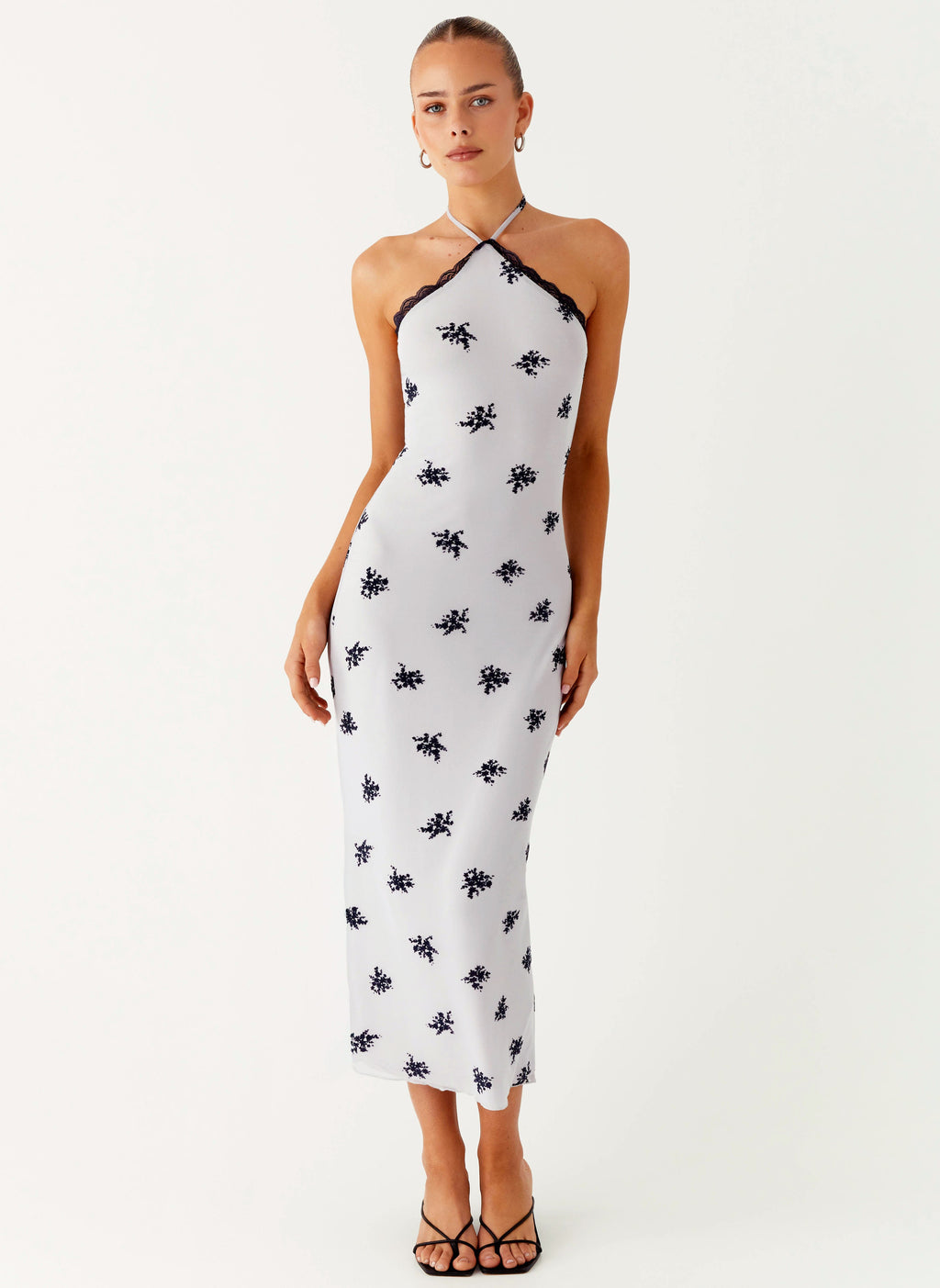 Nestel Flock Halter Midi Dress - Lilac