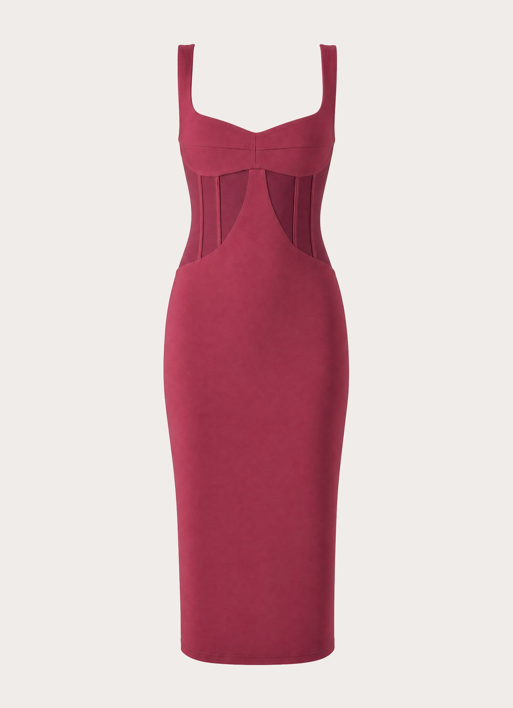 Plaise Corset Long Midi Dress - Burgundy