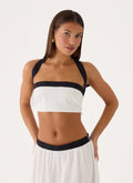Ribbon Theory Halter Top - Ivory/Black