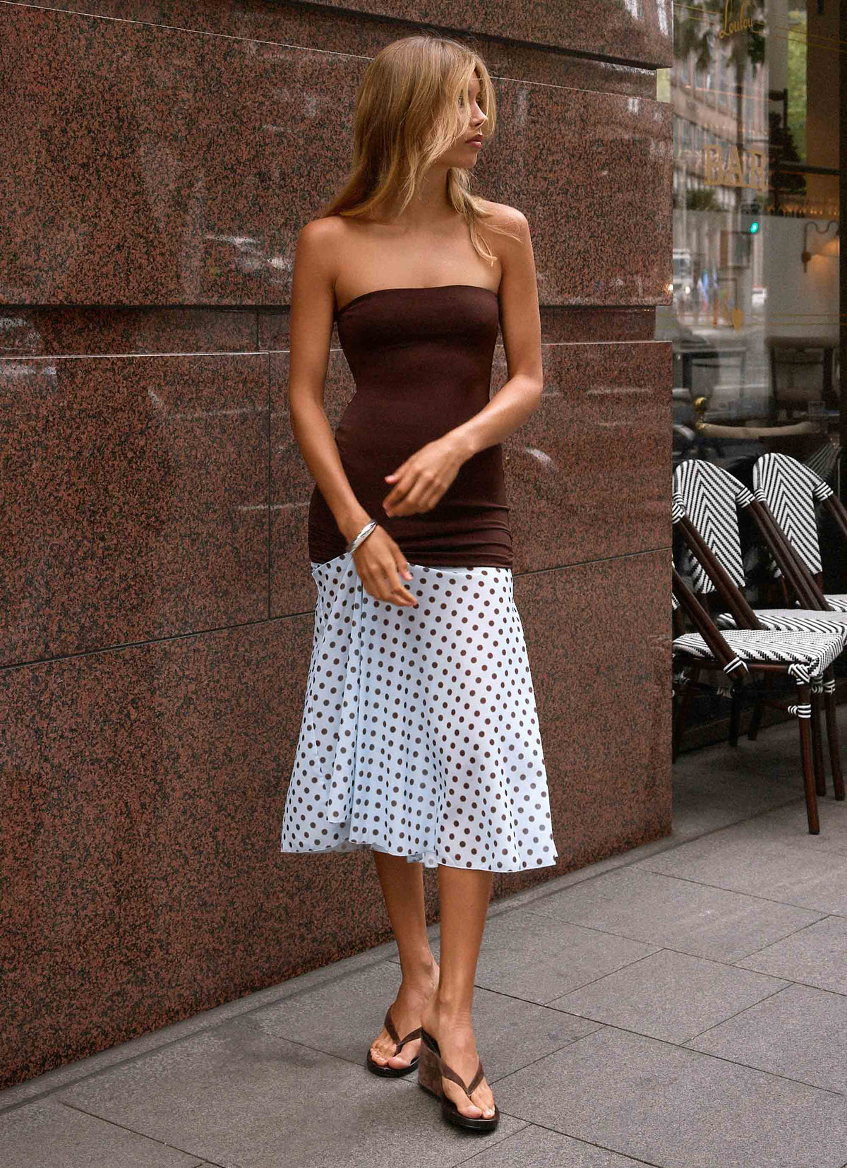Schell Midi Dress - Chocolate Dot