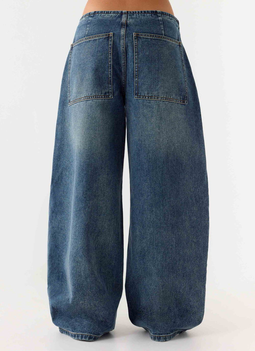 Seethal Low Rise Washed Denim Jeans - Mid Wash Blue