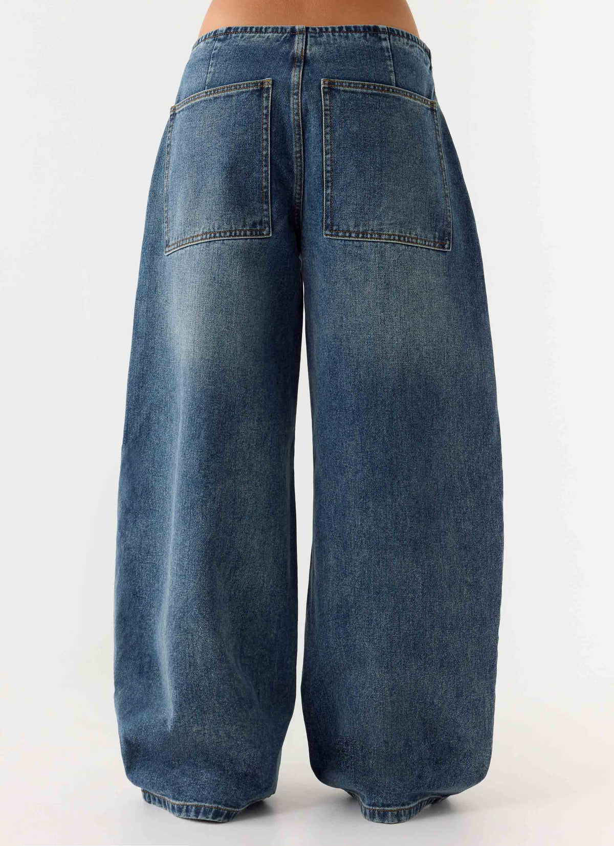 Seethal Low Rise Washed Denim Jeans - Mid Wash Blue