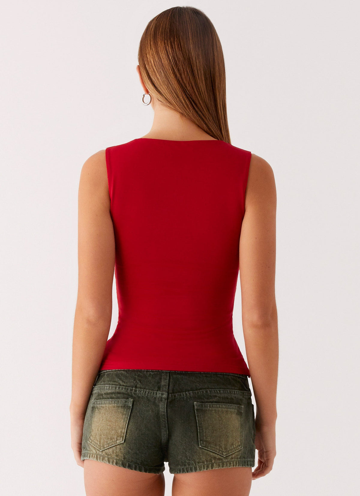 Vivia Denim Micro Shorts - Washed Khaki